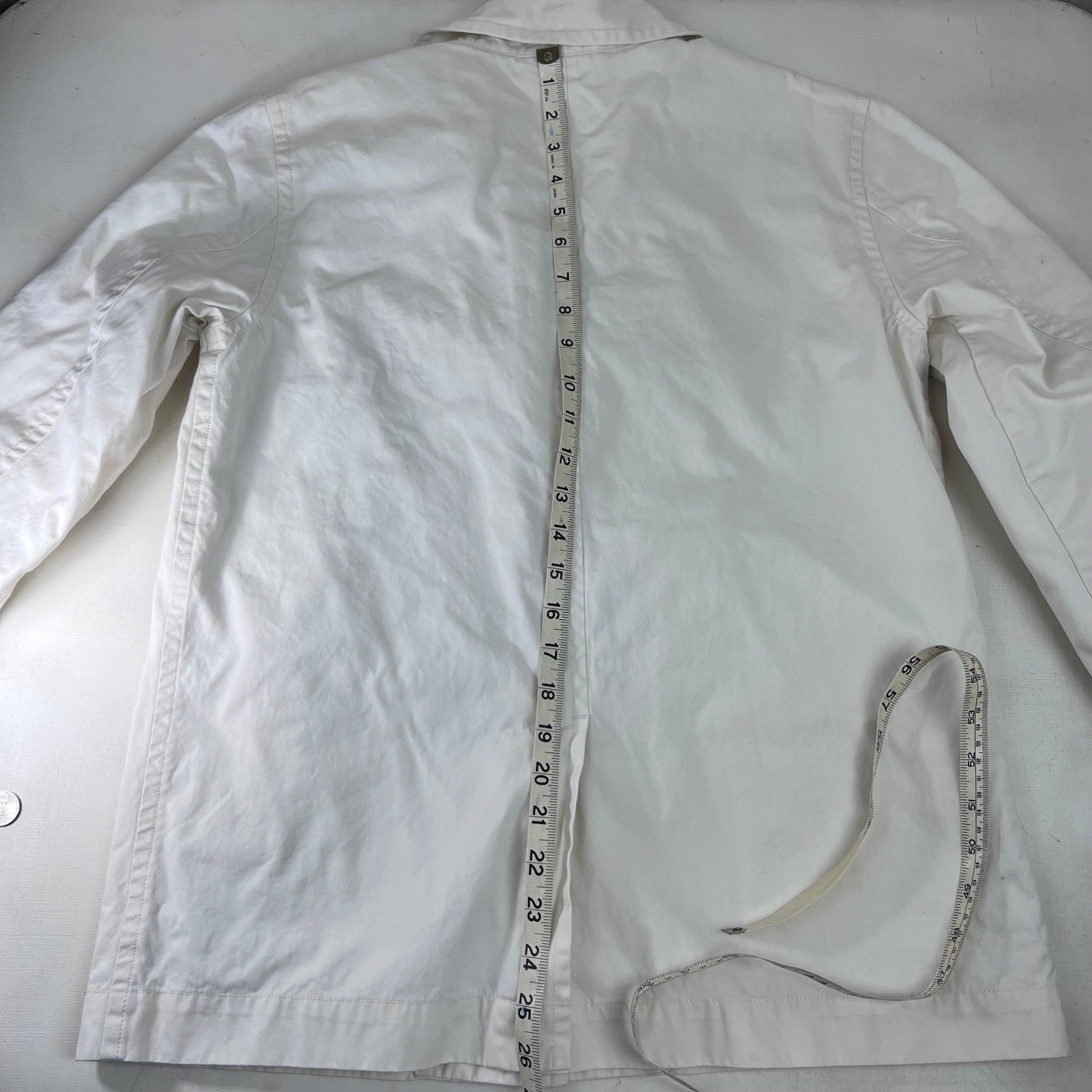 Vtg Tommy Hilfiger White Cotton Button Up Jacket Womens Medium Casual Mod Disco
