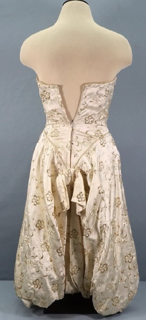 Vtg 1960’s Gold Embroidered Bubble Hem Party Dress – Prom – Party – Free Ship
