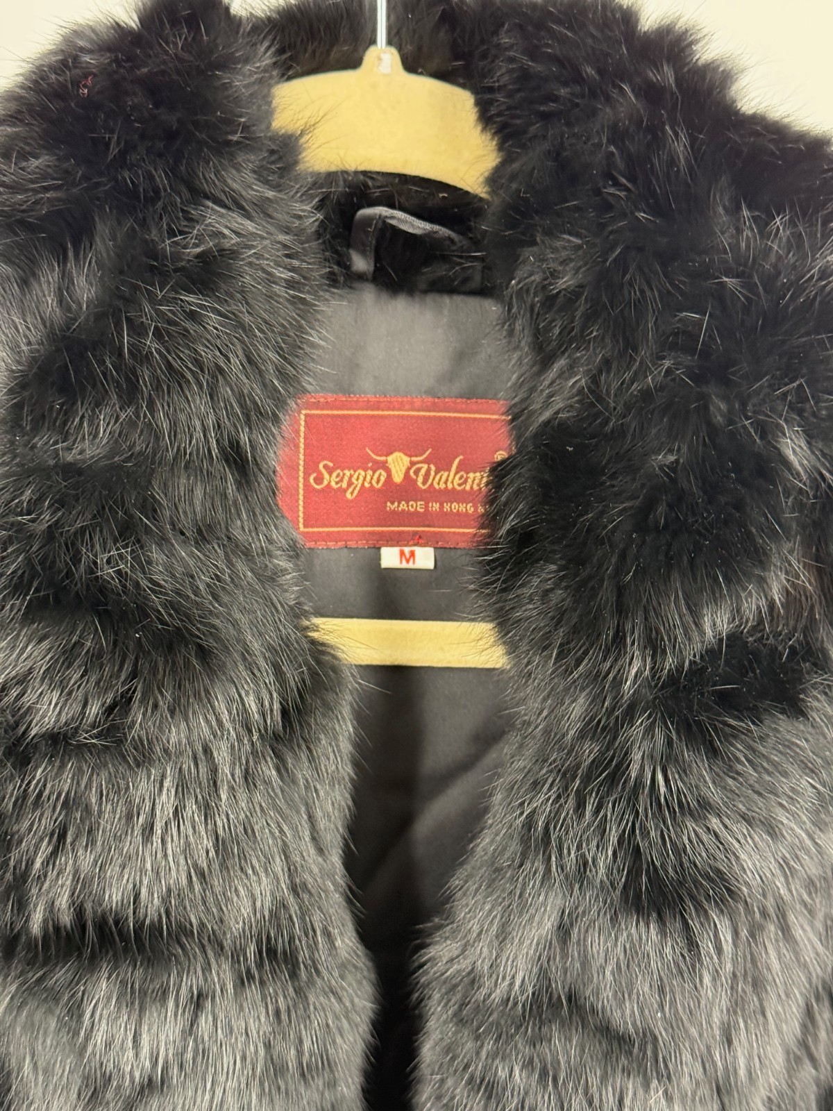 Vintage 1980s Sergio Valente Black Genuine Rabbit Fur Coat Women’s Size Medium