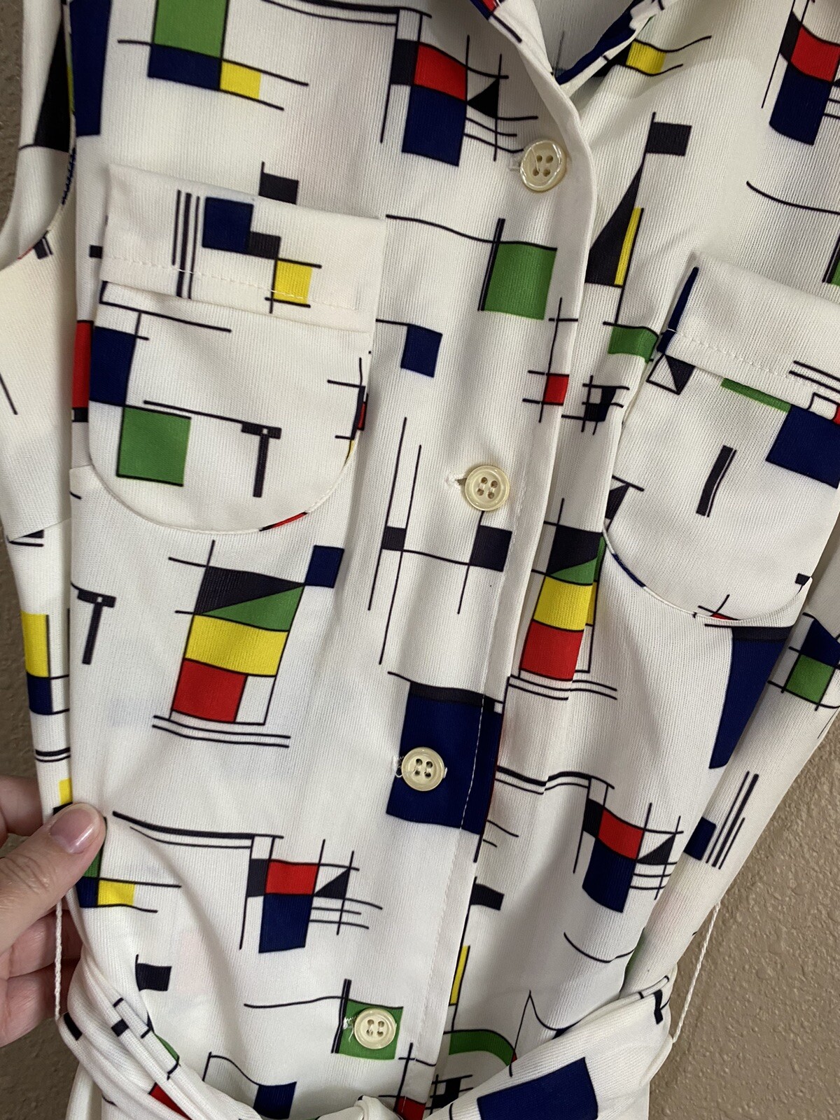Prynts By Bleeker Street Jonathan Logan VTG 70’s Mondrian Style Print Dress Sz S