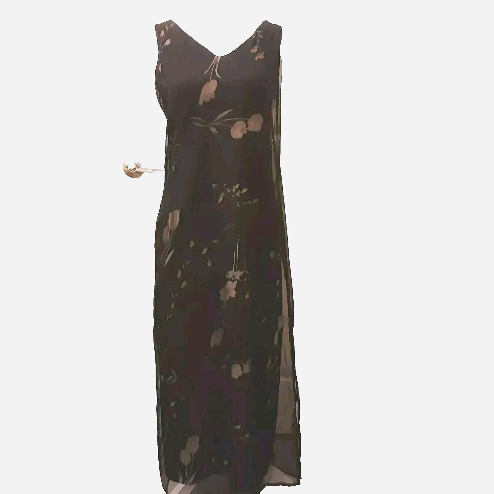 New, Vintage Patricia Jones maxi gown, long dress, black, floral, size 6, nice