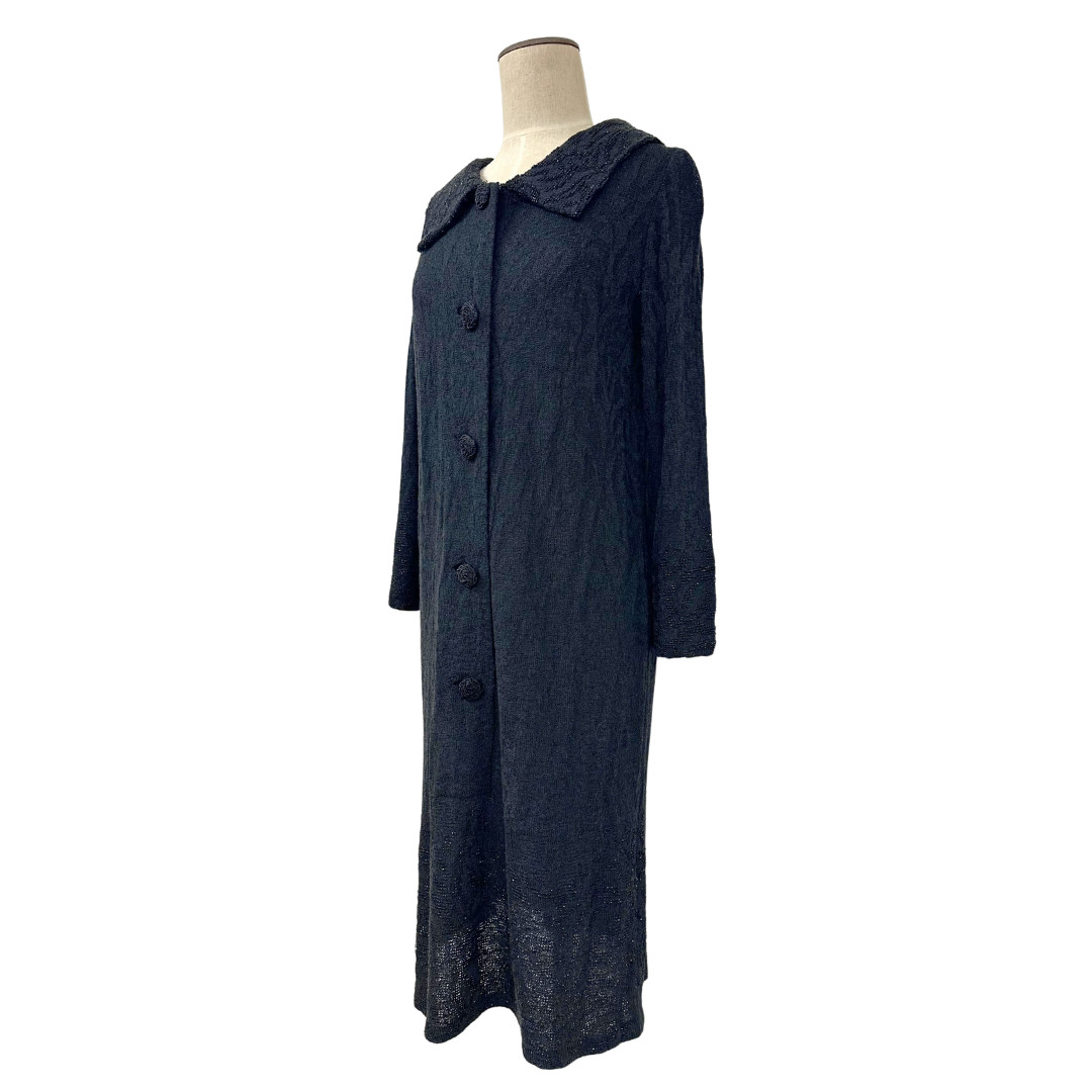 Vintage 1930s Henry A La Pensée Jet Beaded Drop Waist Knit Dress