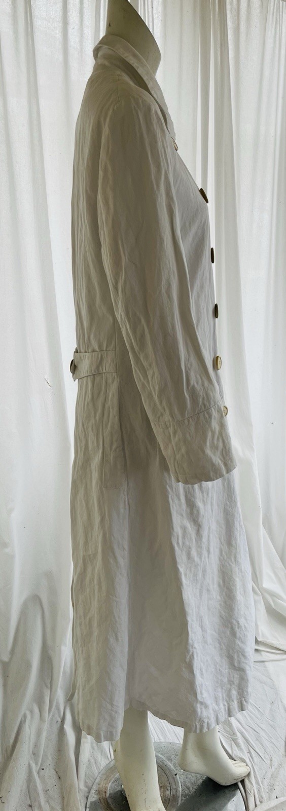Dries Van Noten Vintage White Cotton Maxi Greatcoat Double Breasted