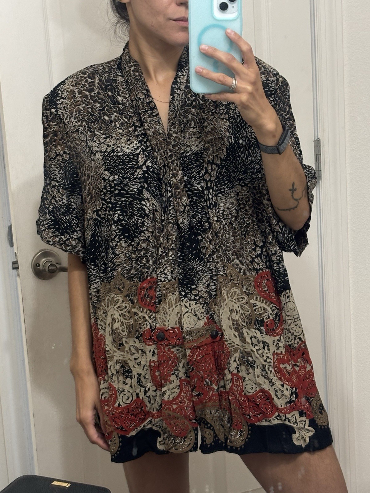 Vintage Studio I Printed Duster Jacket Plus Size 22W Boho Paisley Open Front