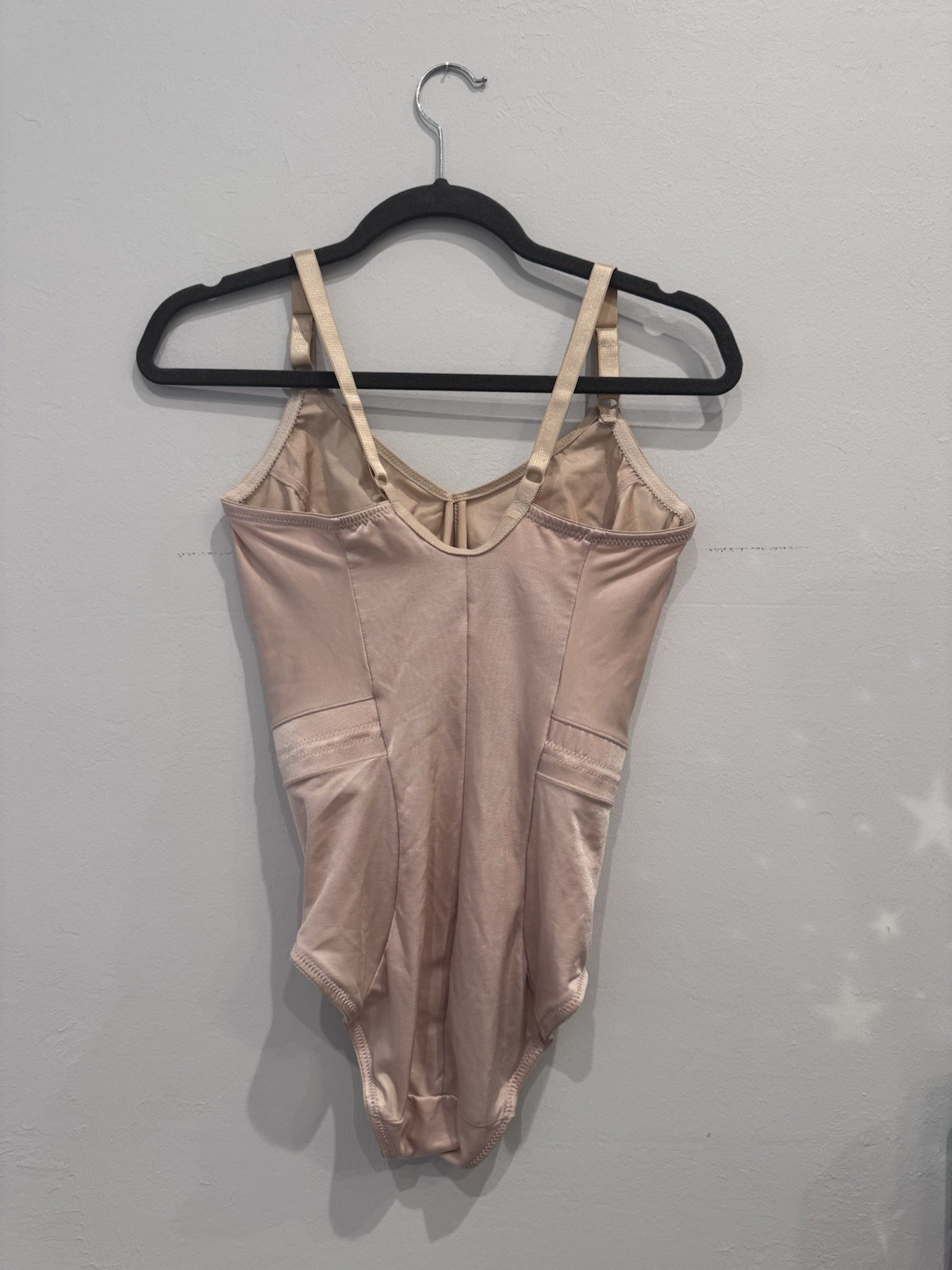 Vintage SEARS Shapewear Nude Bodysuit Adjustable Straps 38C Flower Pattern