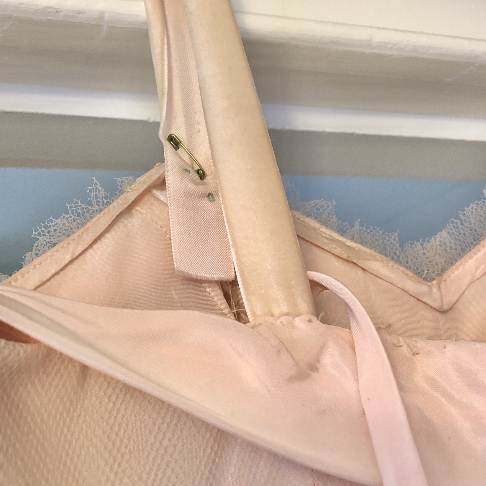 Vintage 50s Prom Party Dress XS Pink Acetate Tulle Net Overlay Sweetheart Read