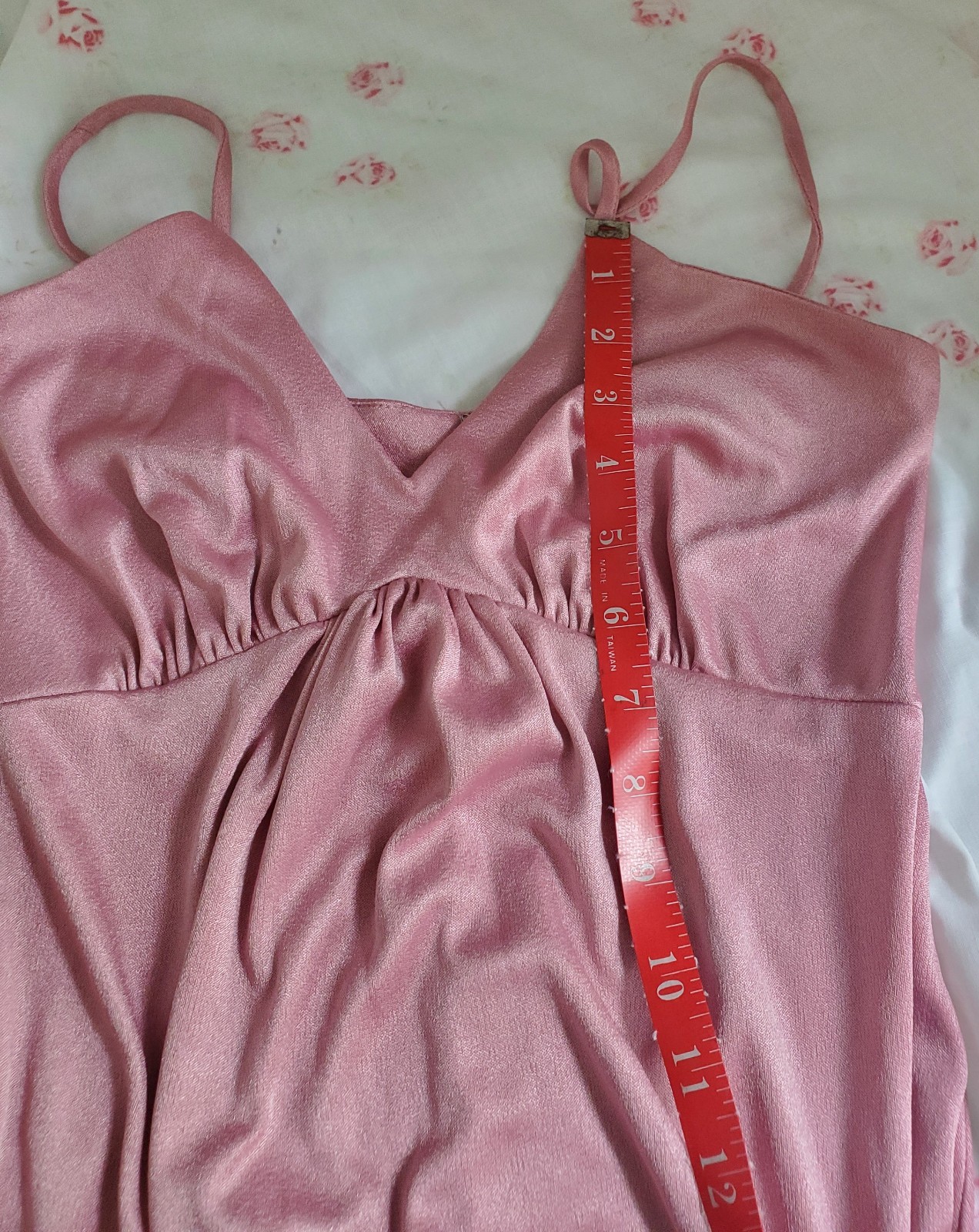 Small Vintage 70s Boho Maxi Spaghetti Strap Dress Pink Lavender Mauve