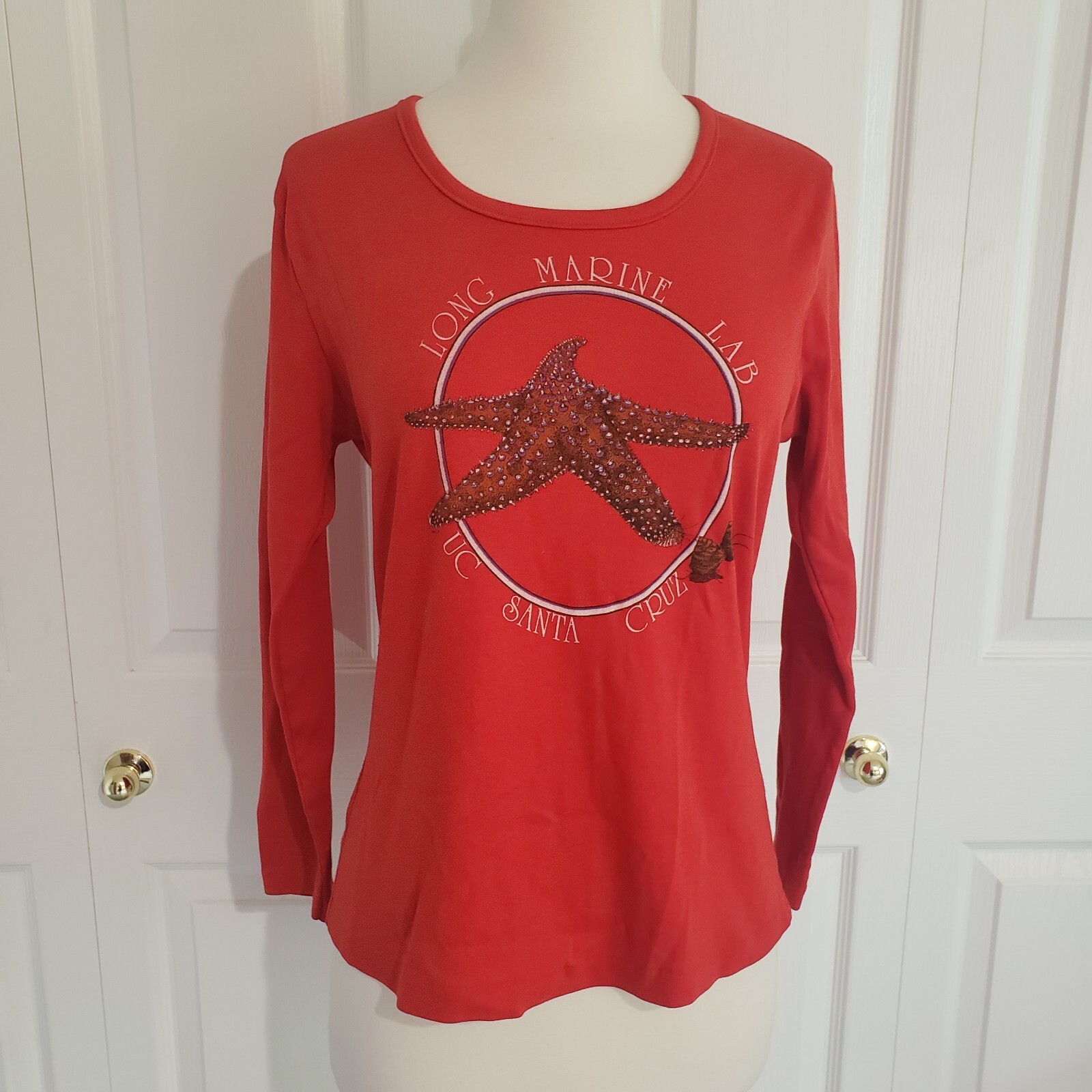 Vtg 70s Long Marine Lab UC Santa Cruz Graphic T Shirt Long Sleeve Fun-Tees XL