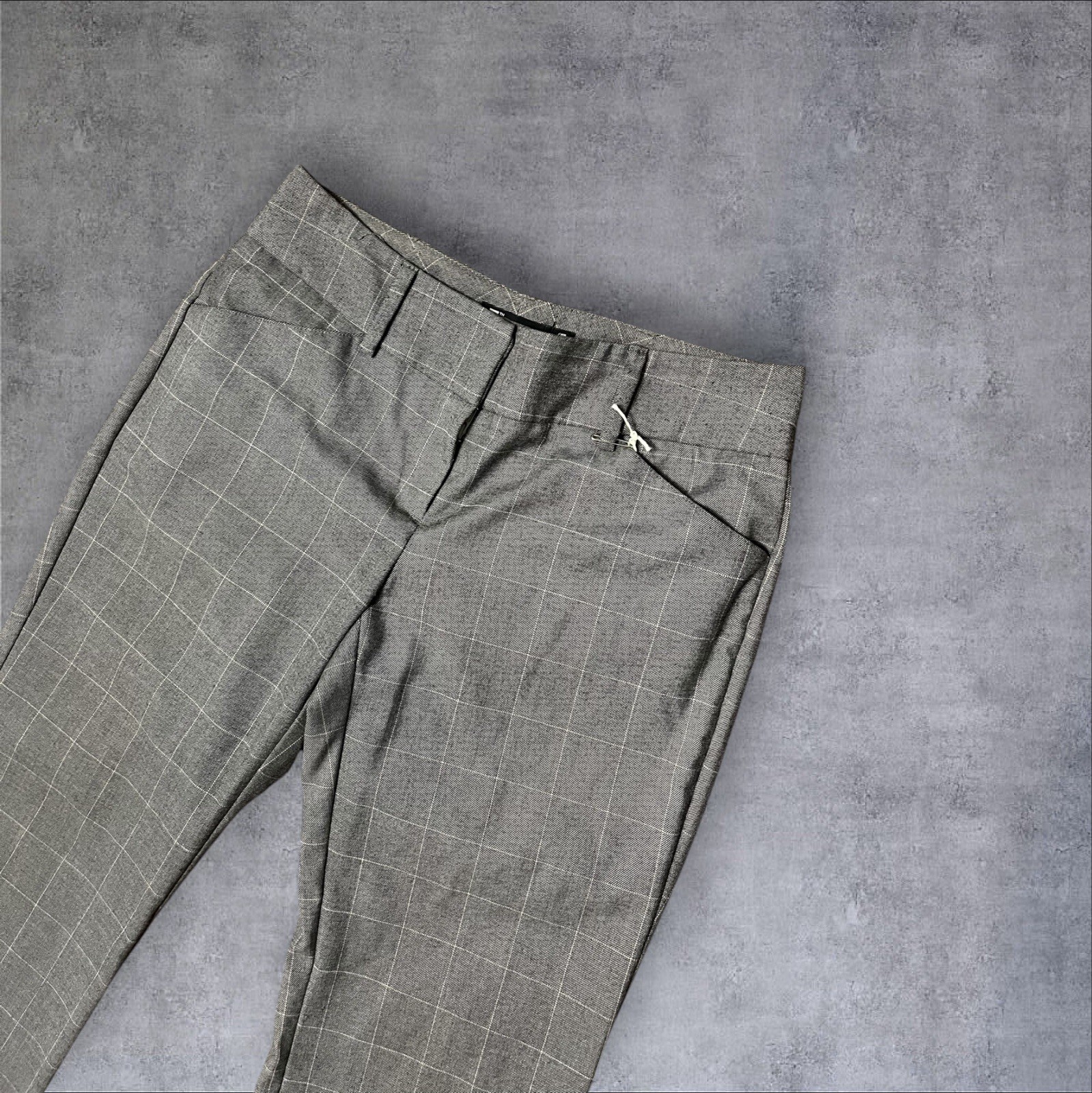 Vintage 2000s y2k Gray Grid Pattern 7th Avenue Sz 2 Low Rise Trousers