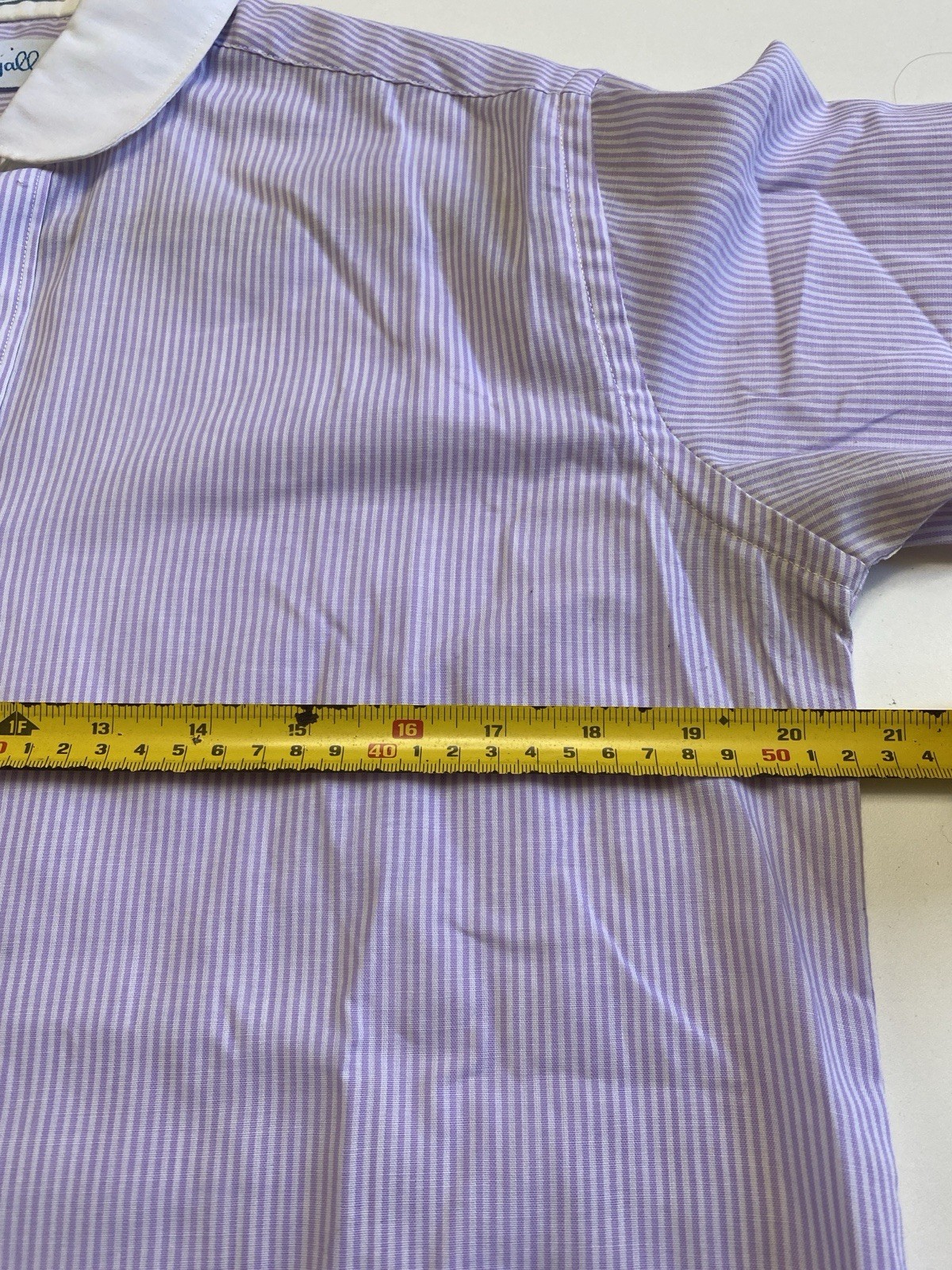Vtg Pappagallo M Peter Pan Collar Cotton Blend Top Shirt Stripe Lavender Preppy