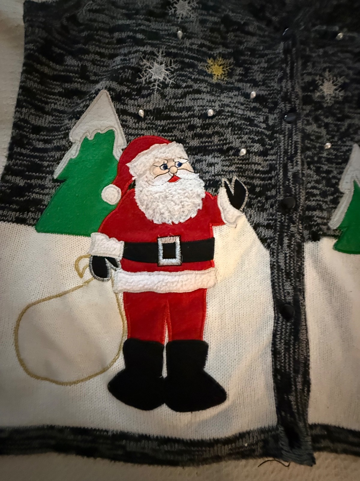 Women’s 2XL Ugly Christmas sweater vest with Santa Claus and Reindeer button up
