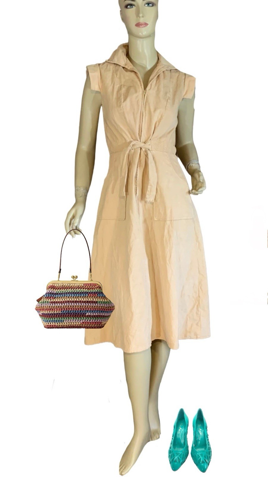 Women’s Byer Too Tan Lightweight Corduroy Vintage 1970’s Shirt Dress Sz 5/S