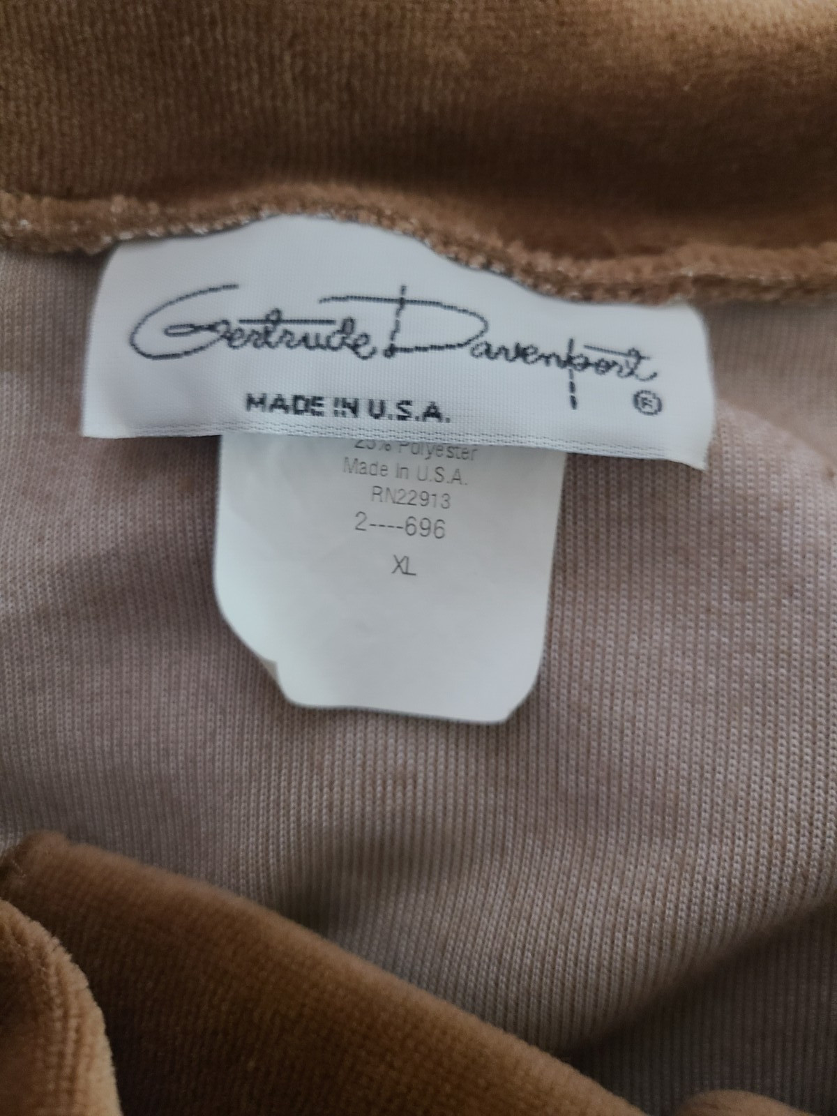 1970s Vtg Gertrude Davenport Women’s Shirt Collar Velour Long Sleeve Extra Large