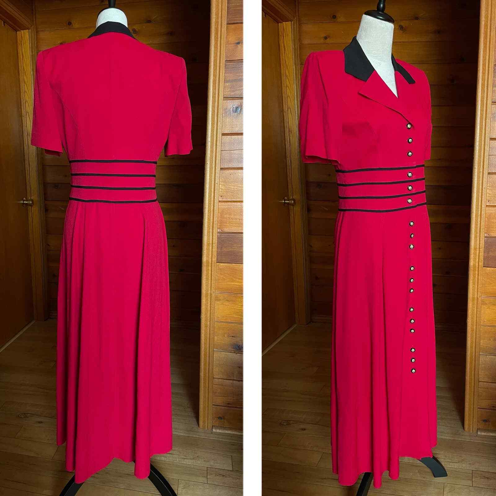 Vintage 1980s Julian Taylor Button Down Shirt Dress Sz 8