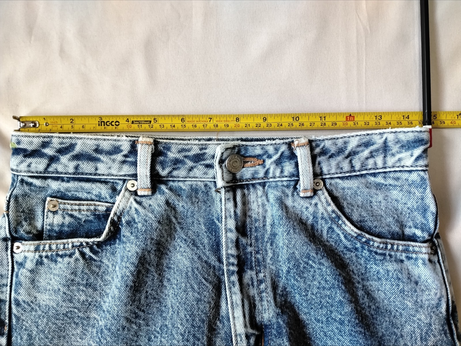 Vintage Edwin Acid Wash Tapered Jeans Made In Japan High Rise Light Blue…