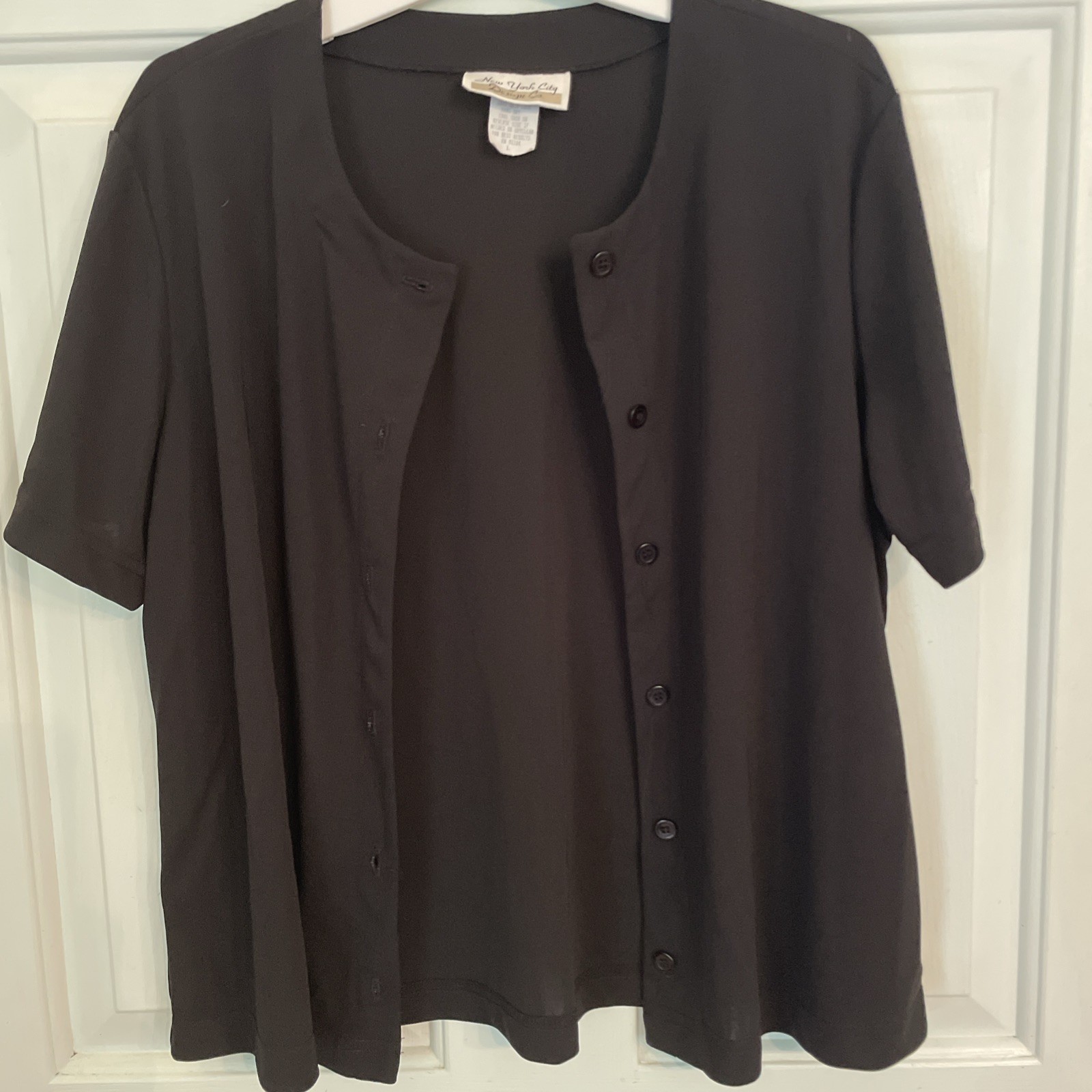 New York City Design Co 90s Black Button Front Blouse Size Large