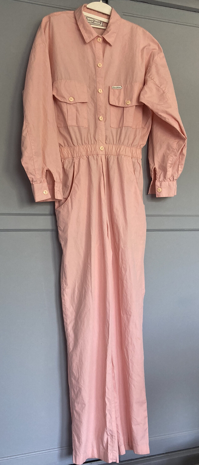 Vintage Saint Germain Paris Pink Jumpsuit Cotton Long Sleeve S/M
