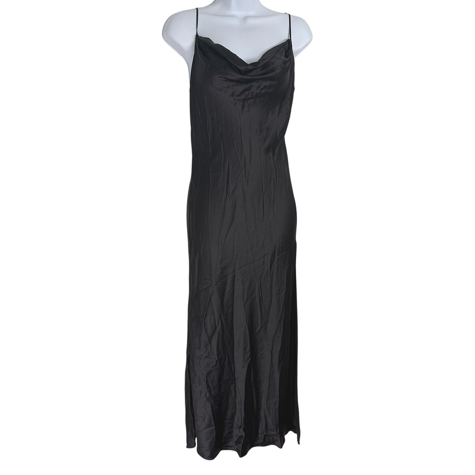 Victoria’s Secret Vintage Y2K Silk Maxi Slip Dress Cowl Backless M Black Luxury