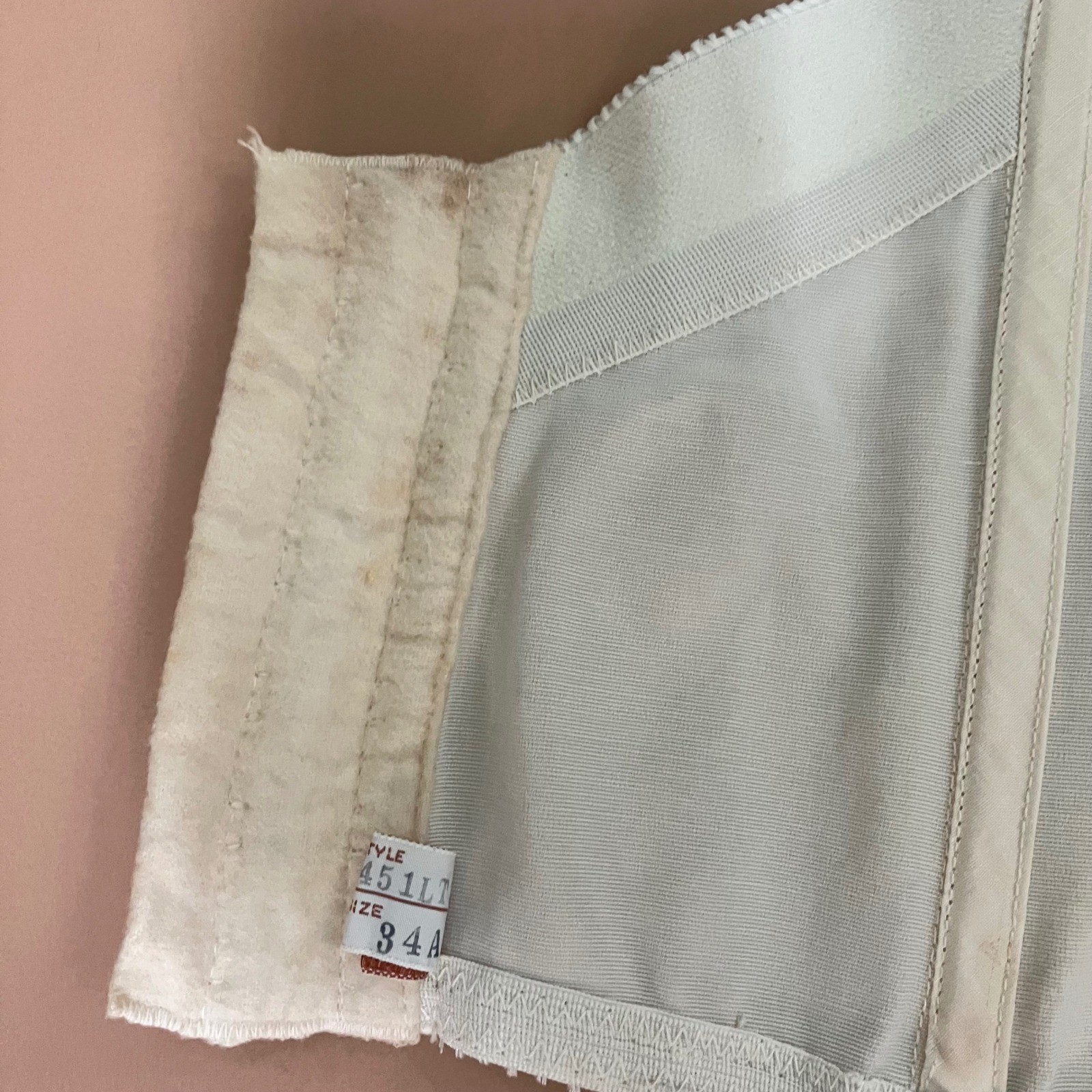 Vintage Charmode Sears Roebuck Nude Embroidered Corset Bustier 34A Garter Pin-Up