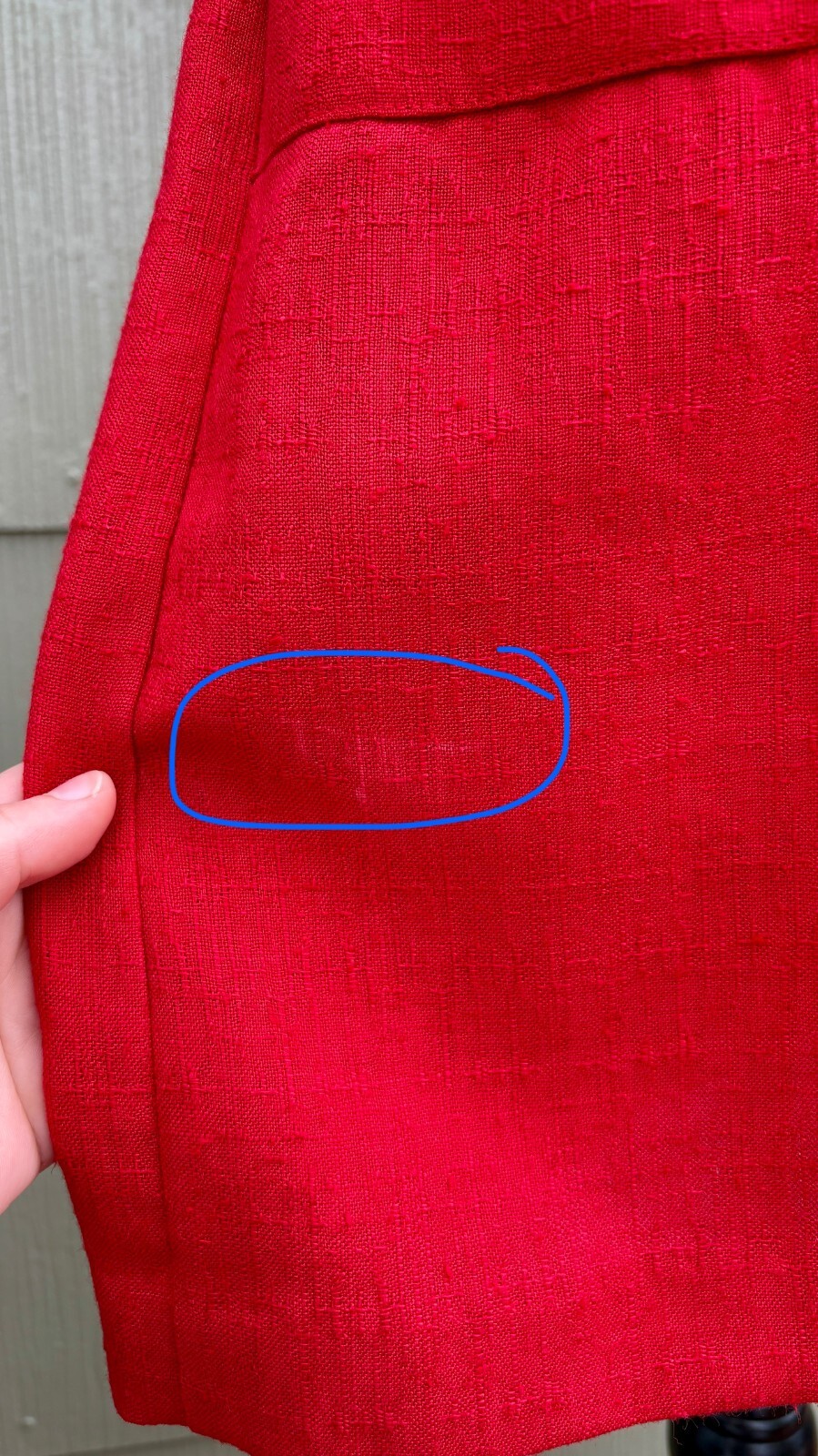vtg LISA PETITES 70s Disco Casual Red Woven Knit Linen Belted Wrap A-Line Dress