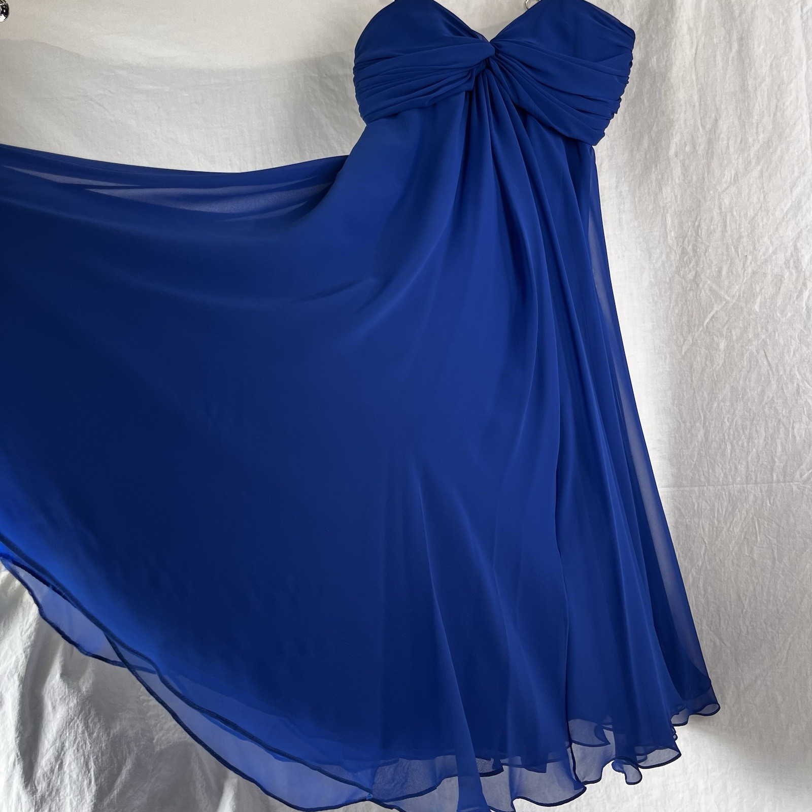 Vintage Dress Pamela Edwards Blue Size 8 Babydoll Layered Flowy Formal Midi Gown