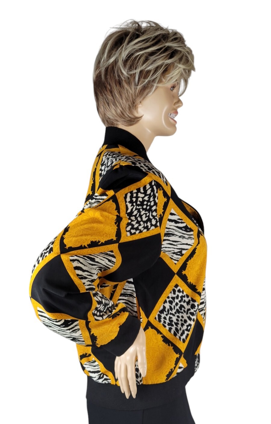 Vintage 90s Teddi Baroque Rococo Animal Print Leopard Lightweight Zip Jacket L