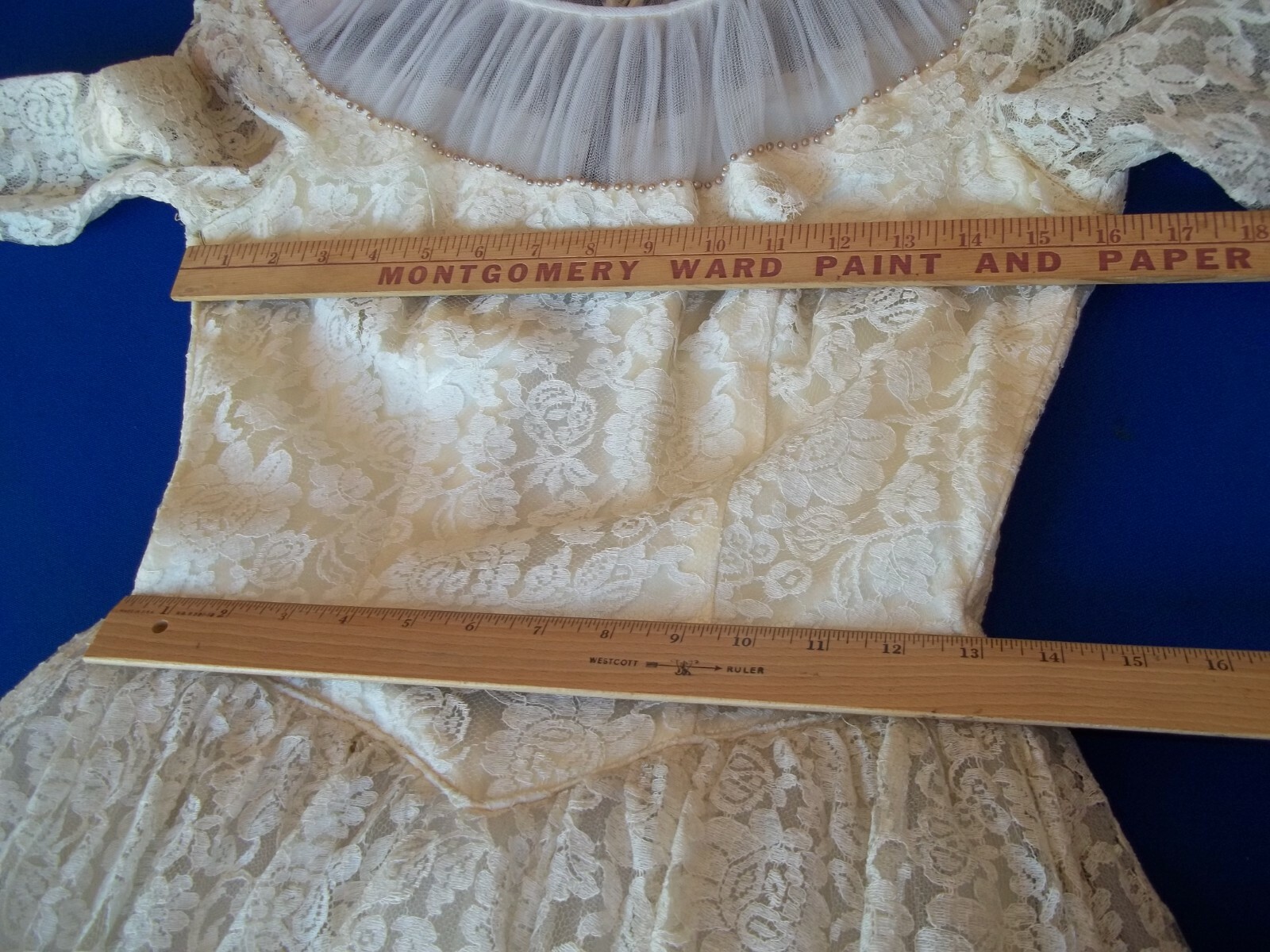 Vintage 50’s Tulle and Lace Ivory cupcake silhouette Wedding Gown Sz Small 36-37