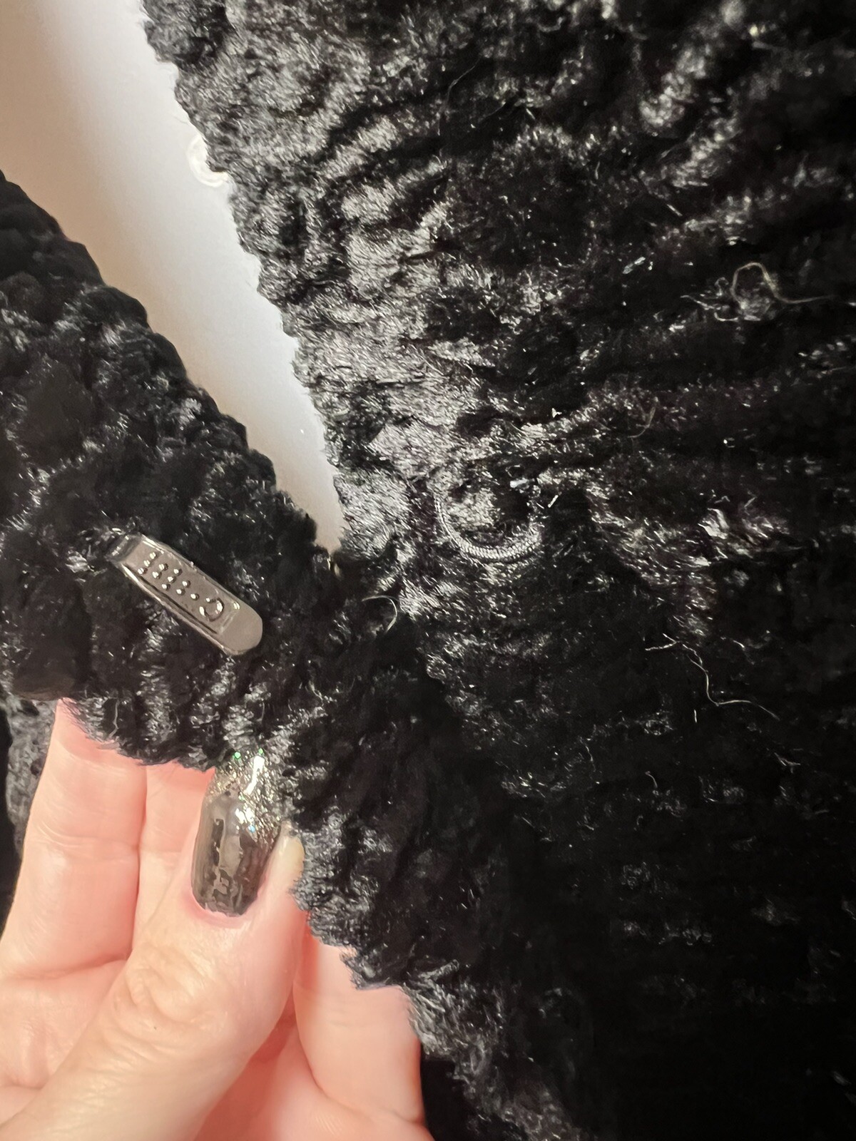 Vintage Norm Thompson Faux Fur Coat Womens Black Satin Lining Petite Small