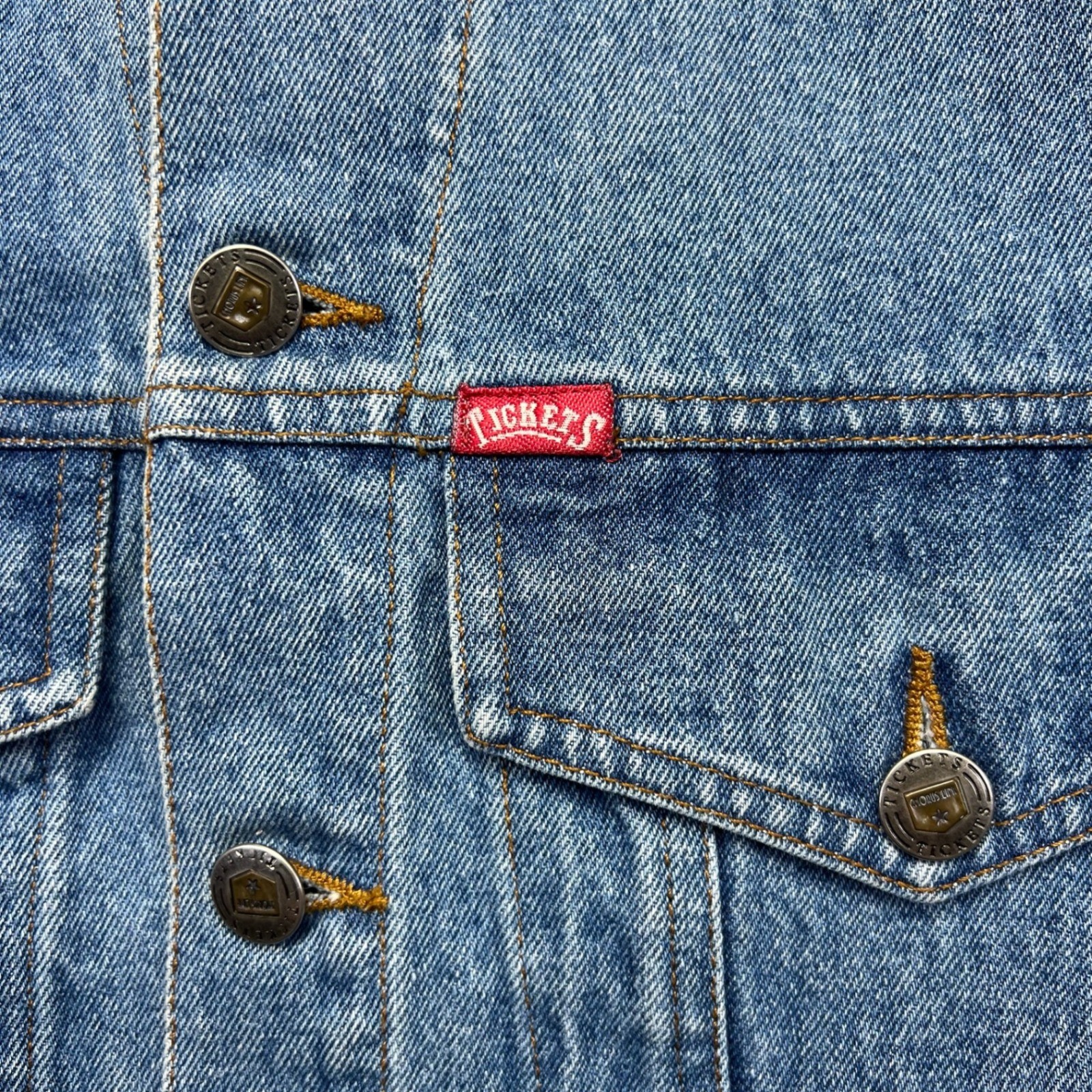 VINTAGE Tickets Clothing Denim Jacket Womens Small Blue Cropped Trucker Western