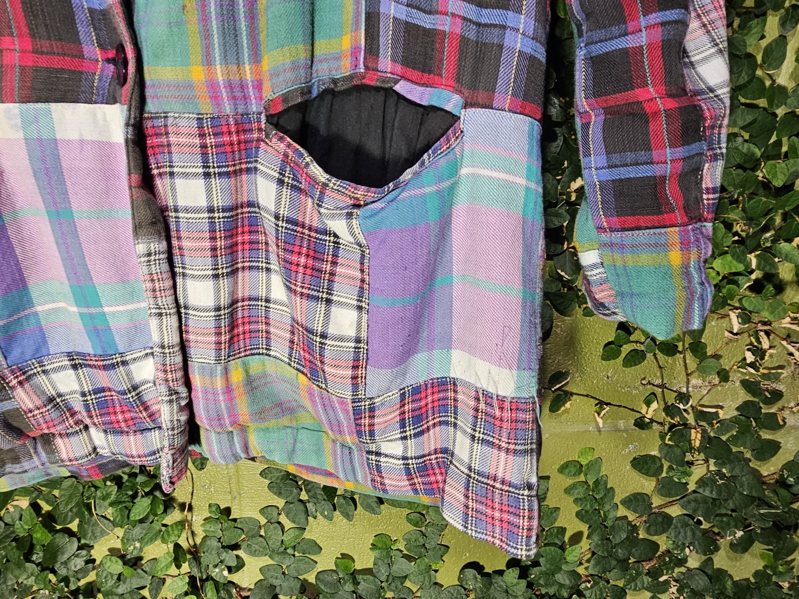 Vintage 80s Tangibles Patchwork Plaid Blazer Boho Preppy Sz M Jacket