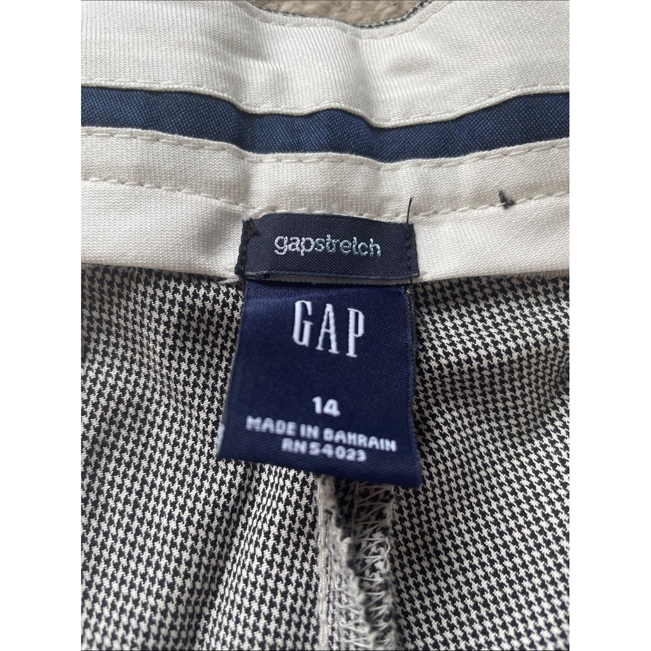 NWT Vintage Y2K Gap Tailored Trousers Pants Black & White Houndstooth Size 14