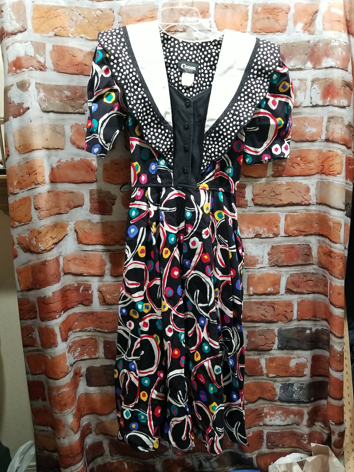 Choon California Vintage 1980’s Dress Breakfast Club EUC Swirls Dots Colorful