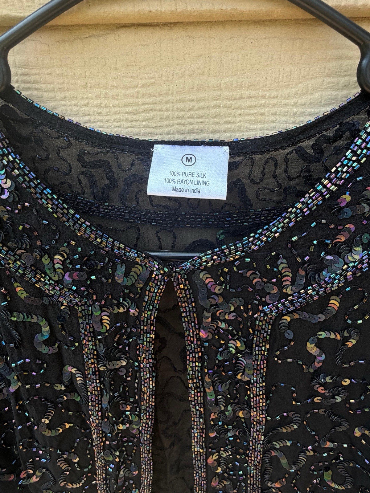 Black Silk Beaded Sequin Cardigan