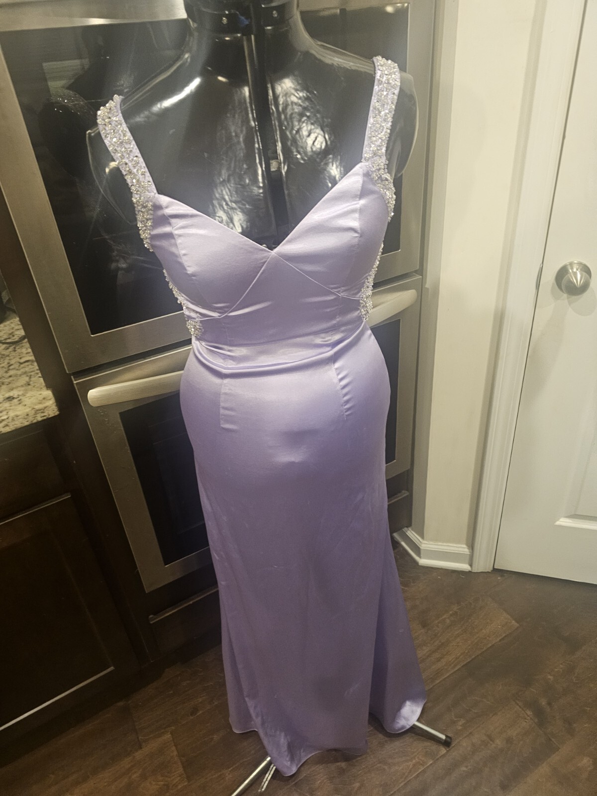 Vintage Cache Purple Beaded Sequin Backless long Gown Xs-small