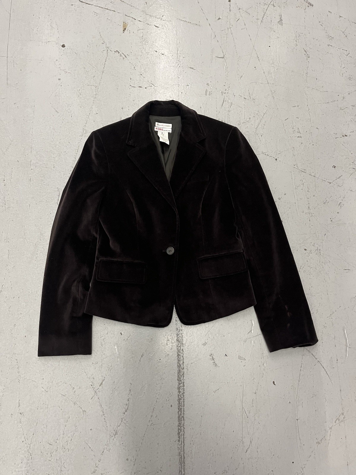 Vintage Bergdorf Goodman Michael Kors Velour Blazer Size 8 Made In Italy Brown
