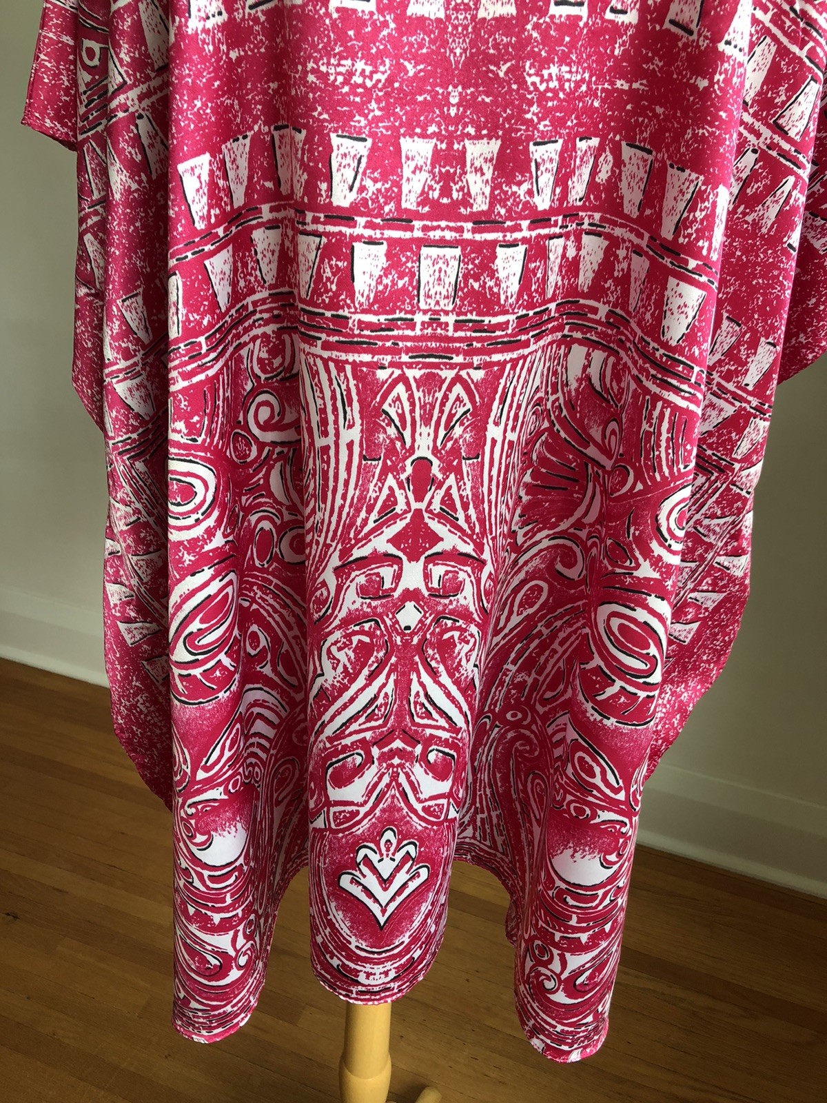STUNNING VTG COLLECTIONS ETC Pink Satin Caftan Dress Loungewear MuuMuu SZ O/S