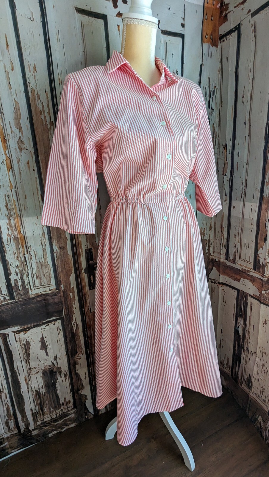 Vintage The Tog Shop Candystriper Buttondown Shirt Dress 10