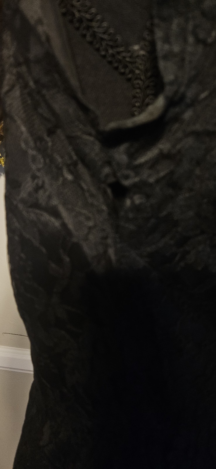 Vintage 1940s Black Lace Party Dress With Heavy Beading On Neckline