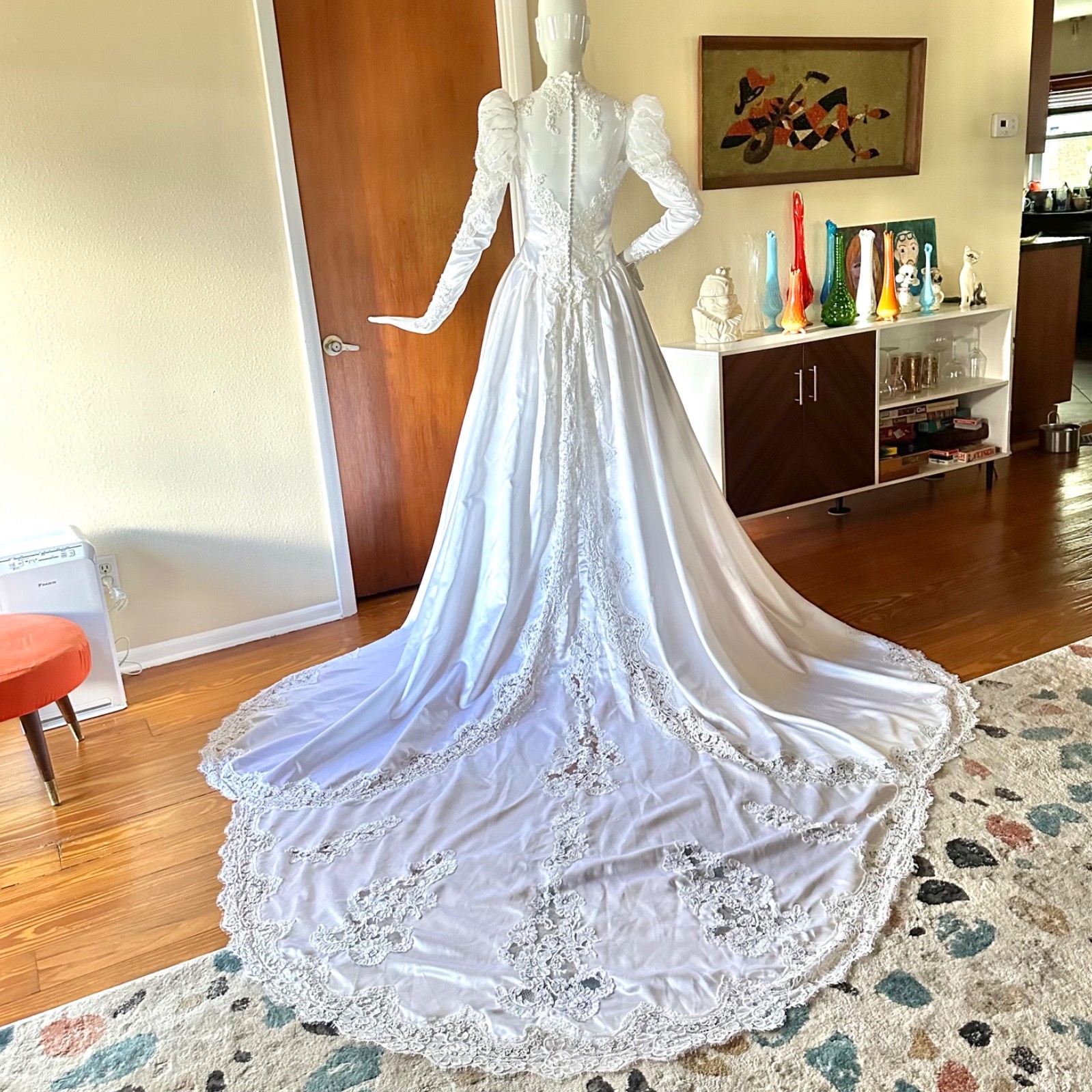 Vintage 1980s Romantic Eve of Milady Princess Wedding Gown Dress Long Train S