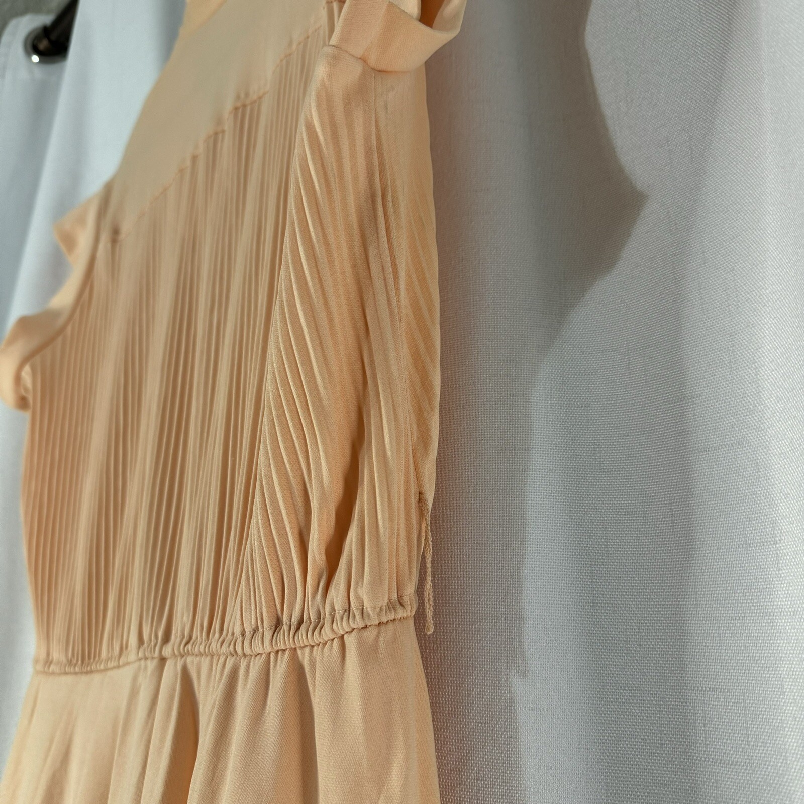 Vintage Queen’s Row Inc Size 18 Elastic Waist Dress Coral Flowy Skirt Cap Sleeve