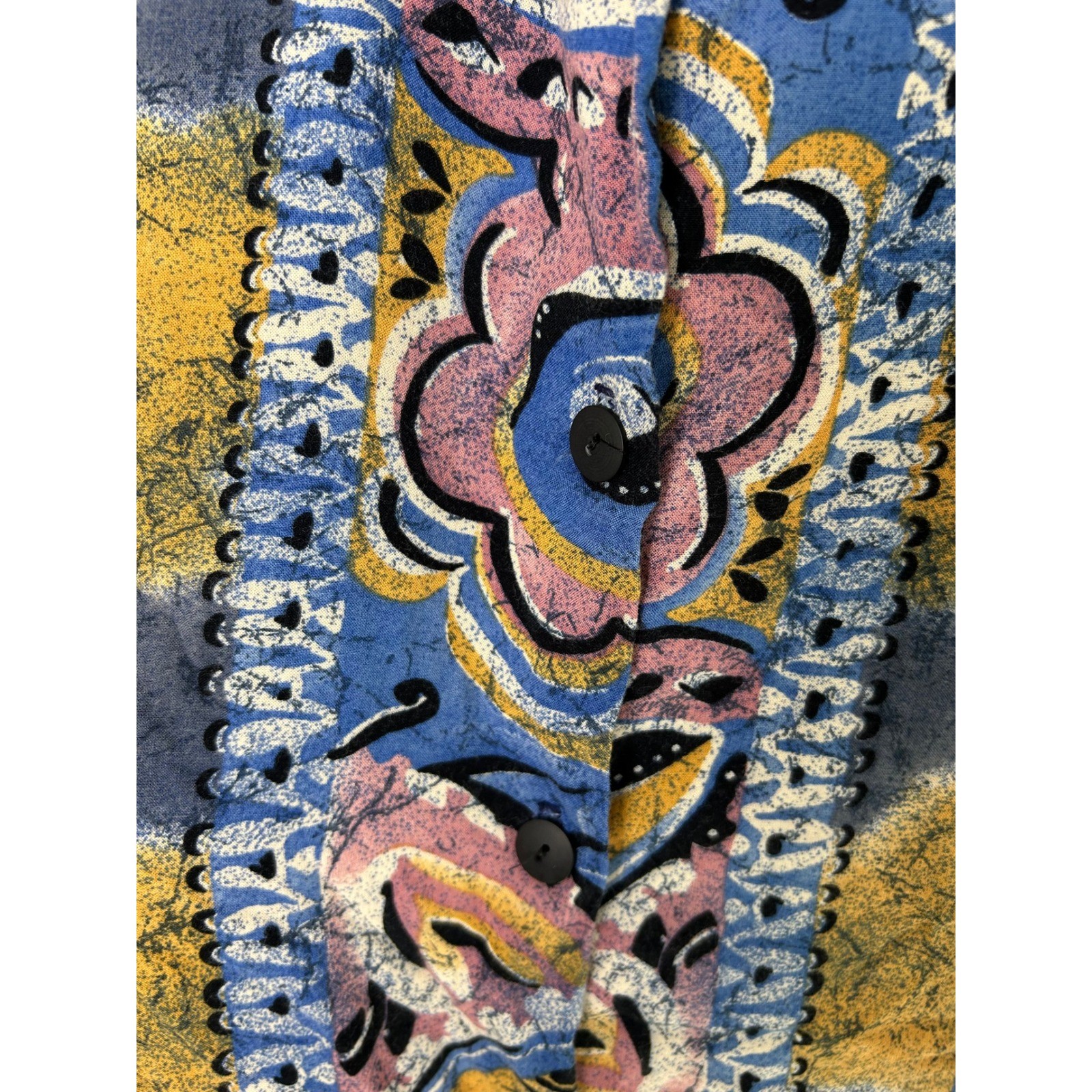 Vintage Expose Shirt Womens L Abstract Art to Wear 90s Rayon Blouse funky retro