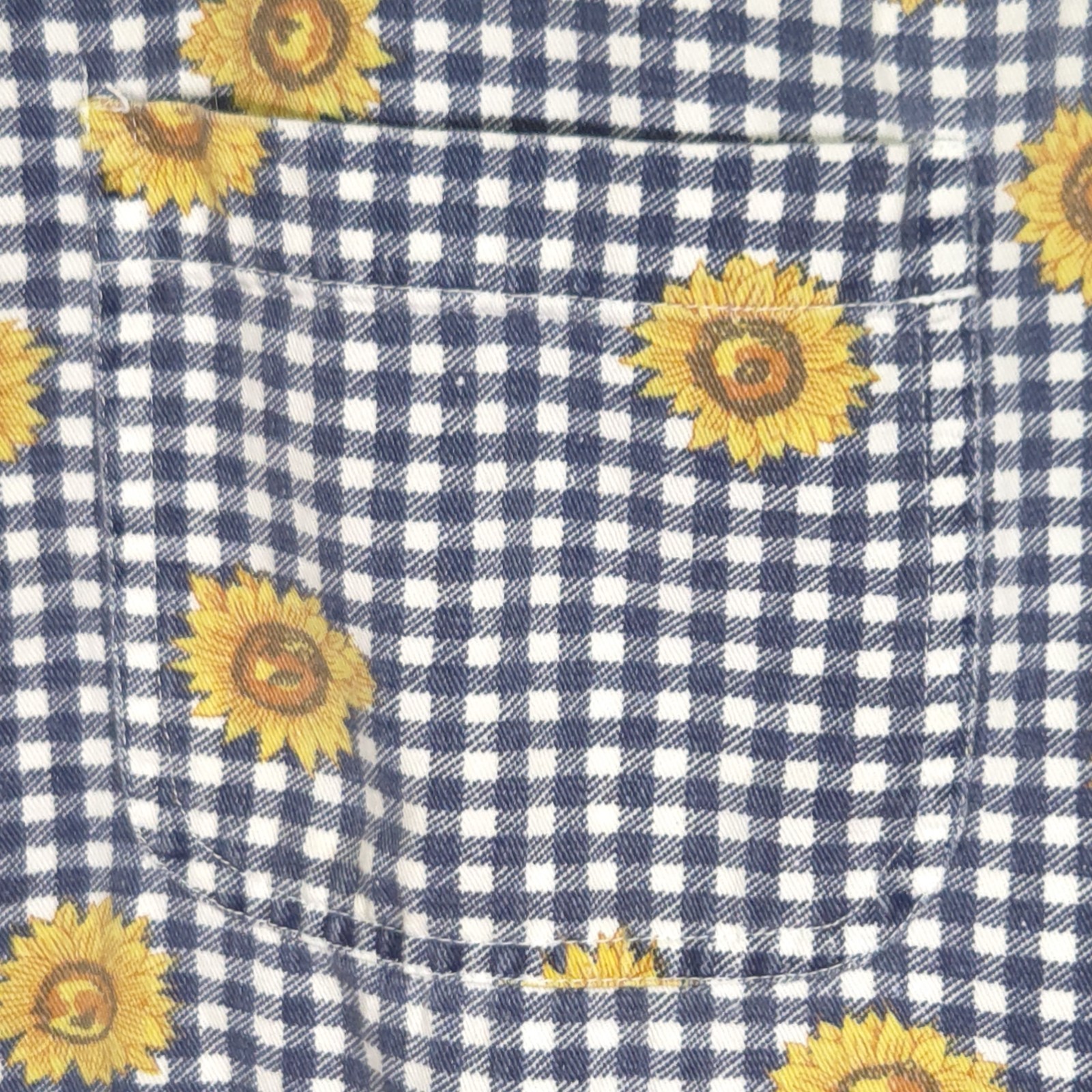 Vintage Quizz New York Vest Women’s M Chambray Navy Gingham Sunflower Cotton