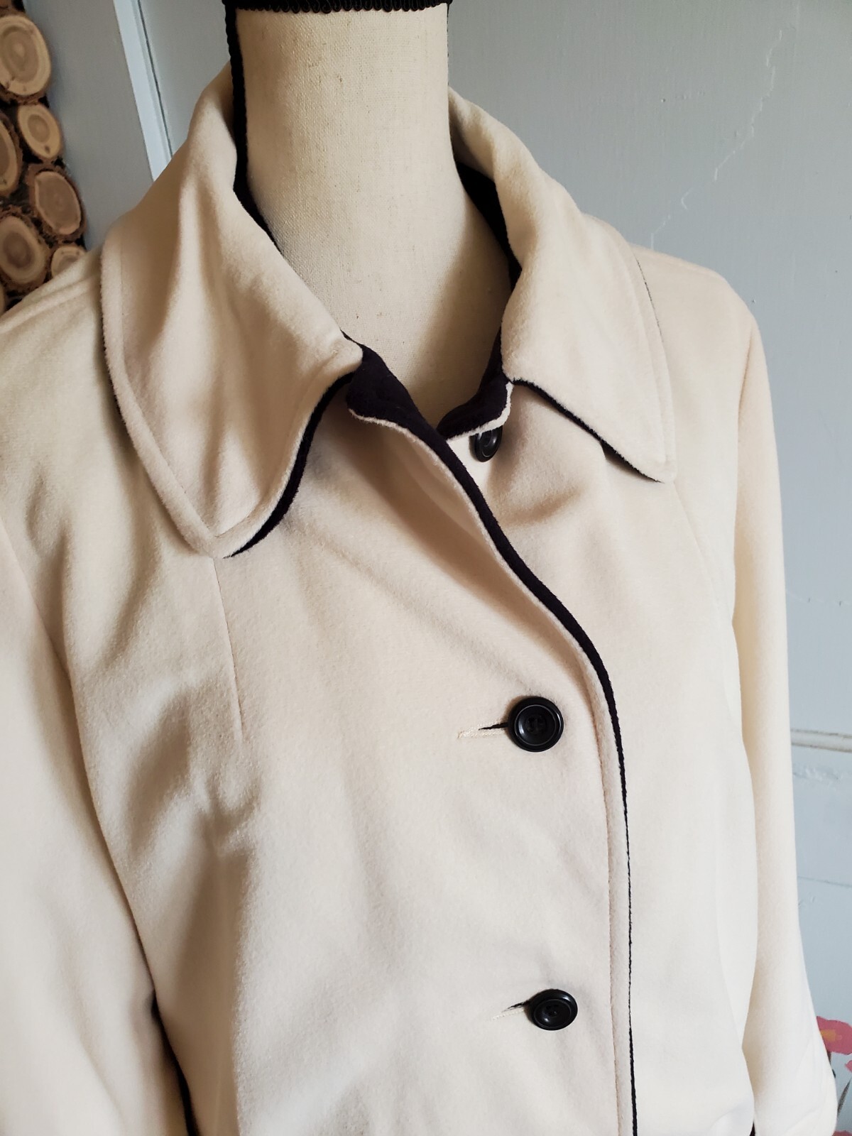 Vintage Lambert’s Enid OK Wellington Fashions Kashmiracle Cream & Black Coat XL
