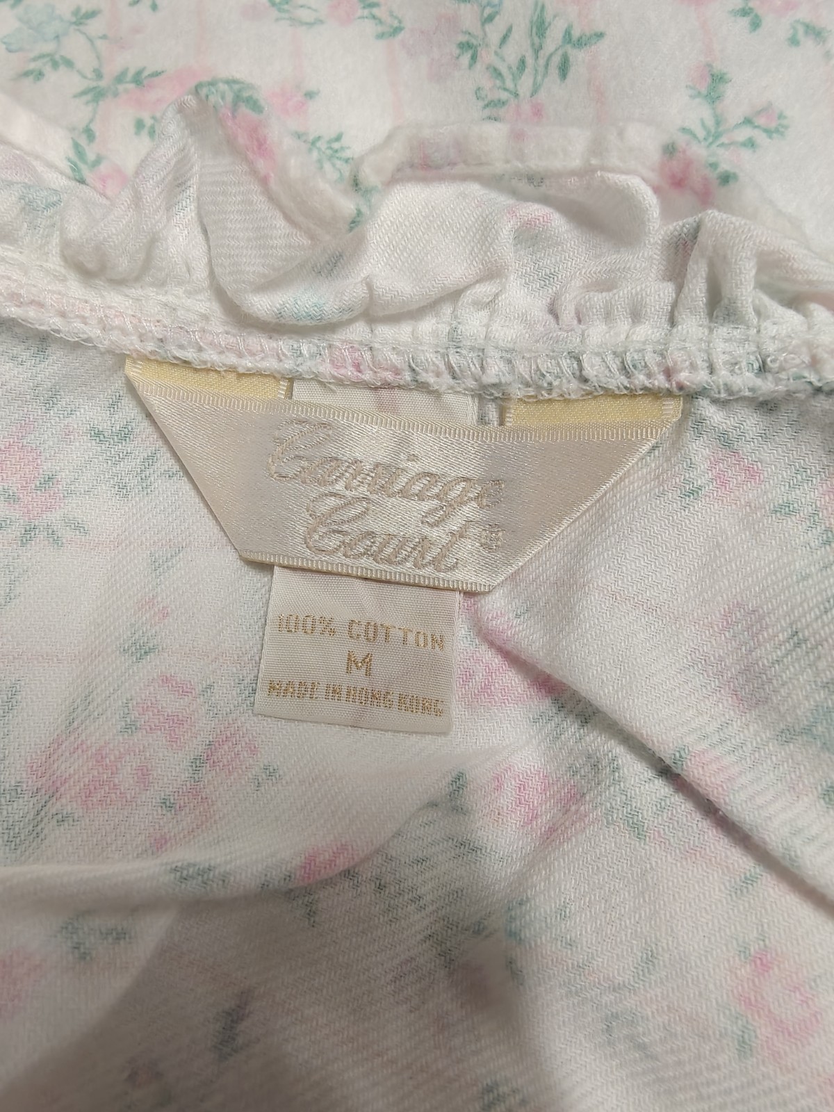 Vintage Carriage Court Robe/Nightgown Medium Ruffled Cottagecore Cotton Flannel