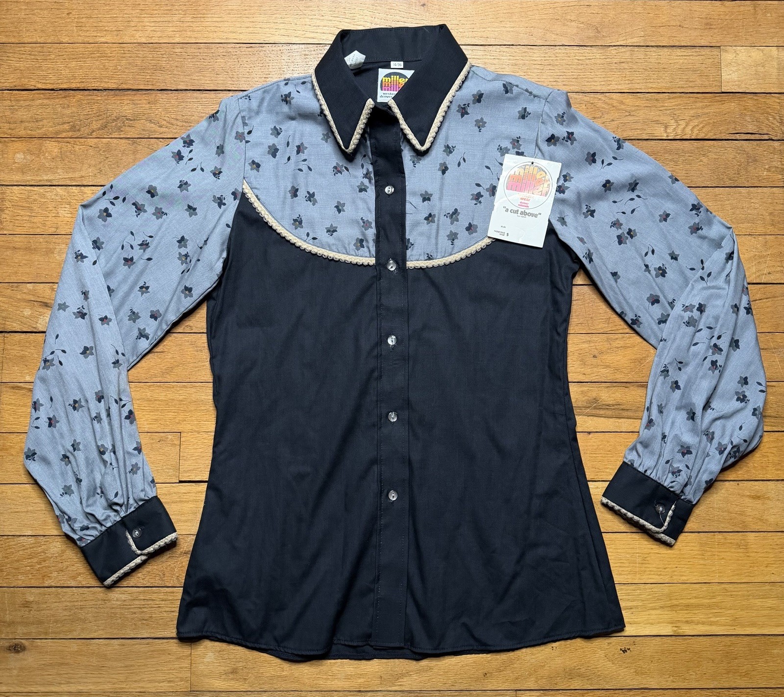 Vintage Miller Western Wear Long Sleeve Button Shirt Women’s Size 14/36 NWT