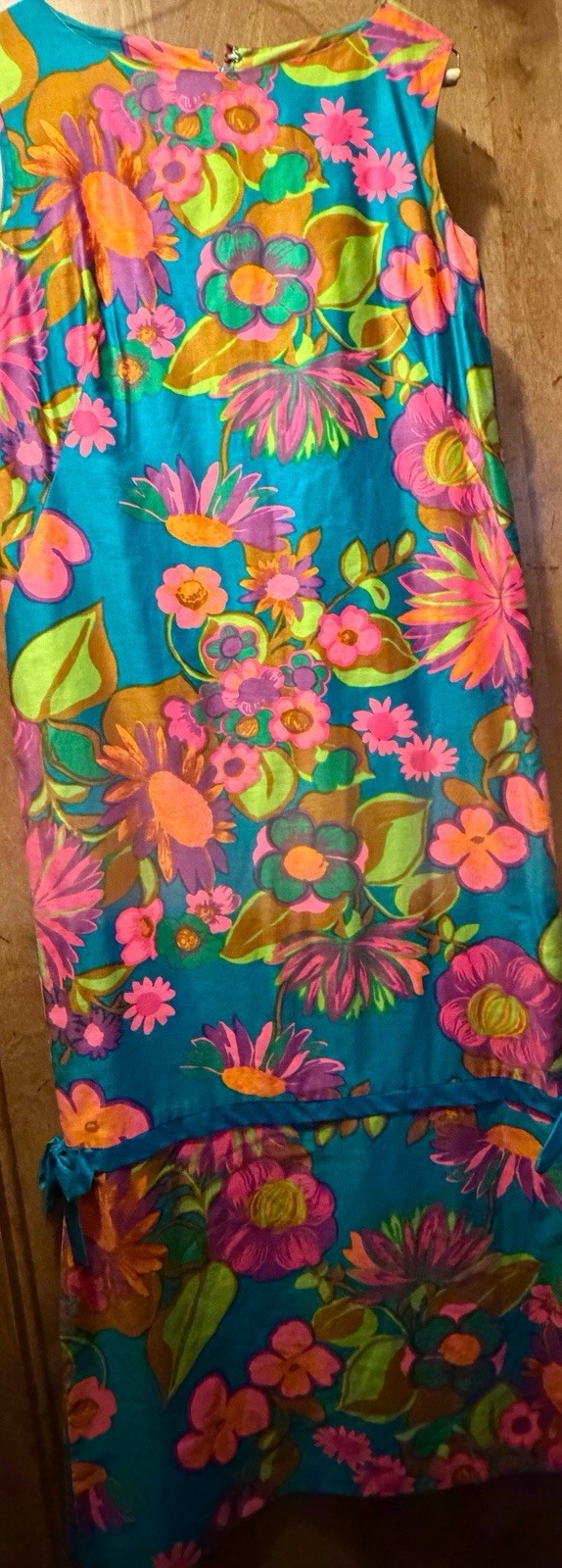 Vintage 60s 70s Hawaii M Bright Floral Print maxi Dress Multi Vibrant Colors