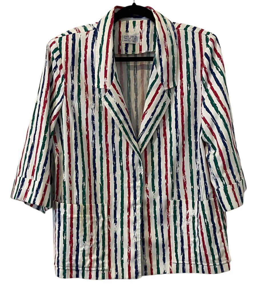 70s Cape Cod Match Mates Women’s Blazer/Jacket Size 16-Multicolor Stripes