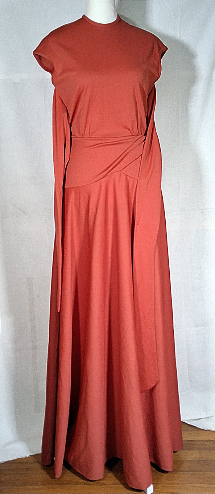Vintage 70s Unbranded Maxi Terracotta Dress Union Label USA Size SMALL