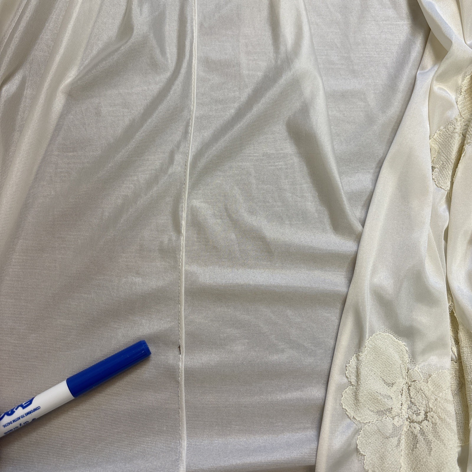 1960s Bridal Nightgown Peignoir Ivory Lace Smocked Sz Small Mistee Nylon USA