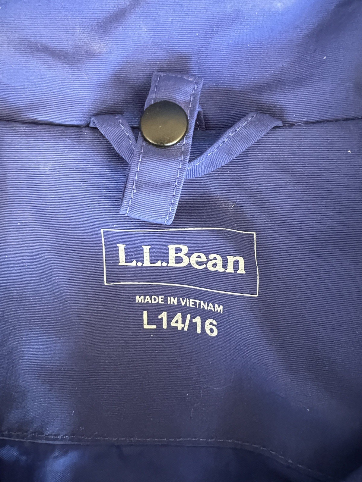 L.L. Bean VTG Womens Jacket Windbreaker 2-Tone Blue Packable Hood Nylon Large